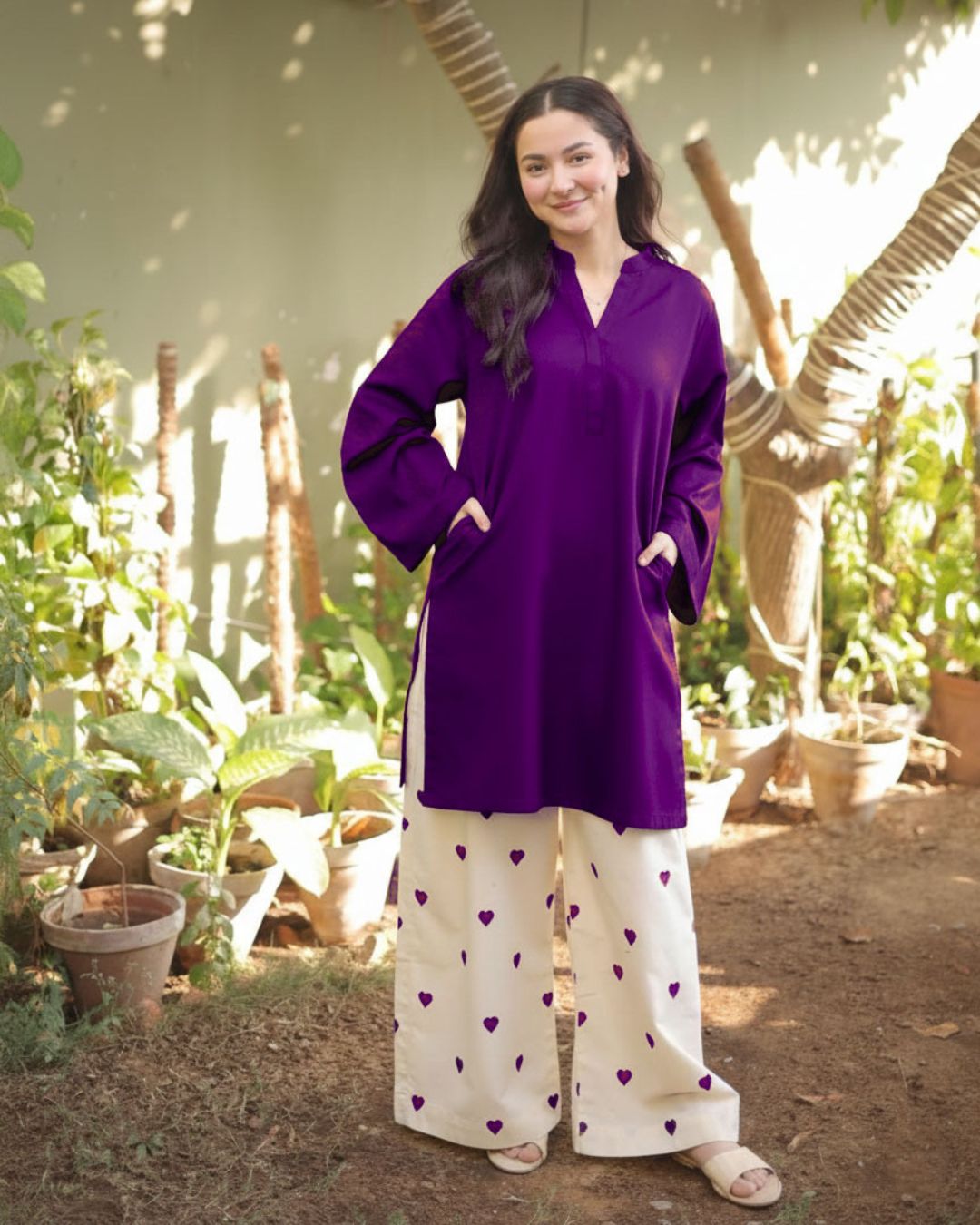 Heart Printed Linen Co-Ord Set (2PC)