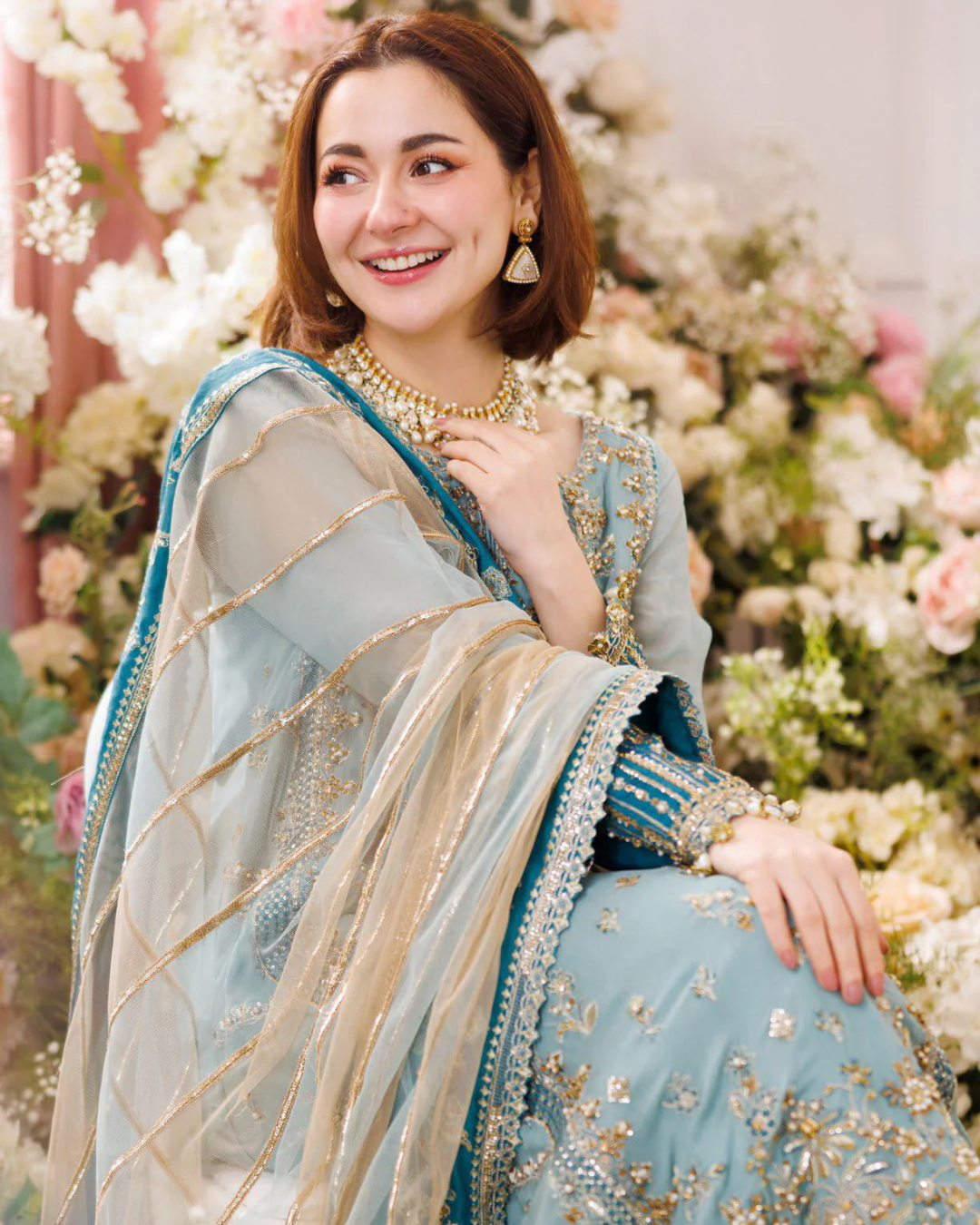 3-Piece Embroidered Chiffon & Net Suit with AddaWork Details