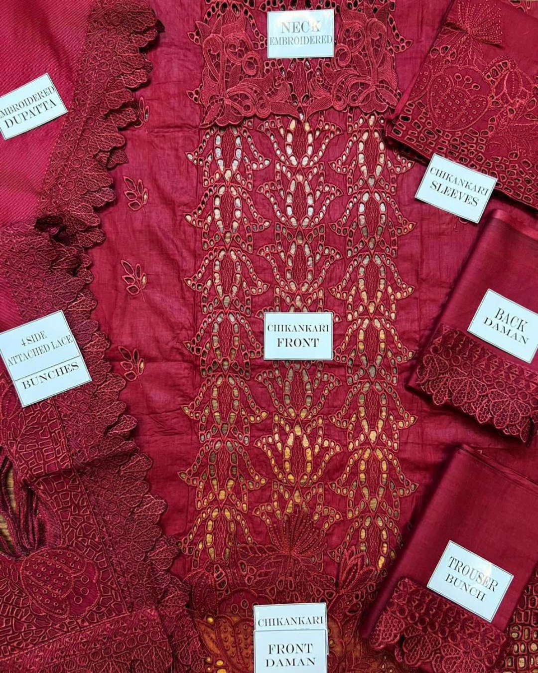 3-Piece Chikankari Lawn Cotton Suit with Embroidered Khaddi Net Dupatta