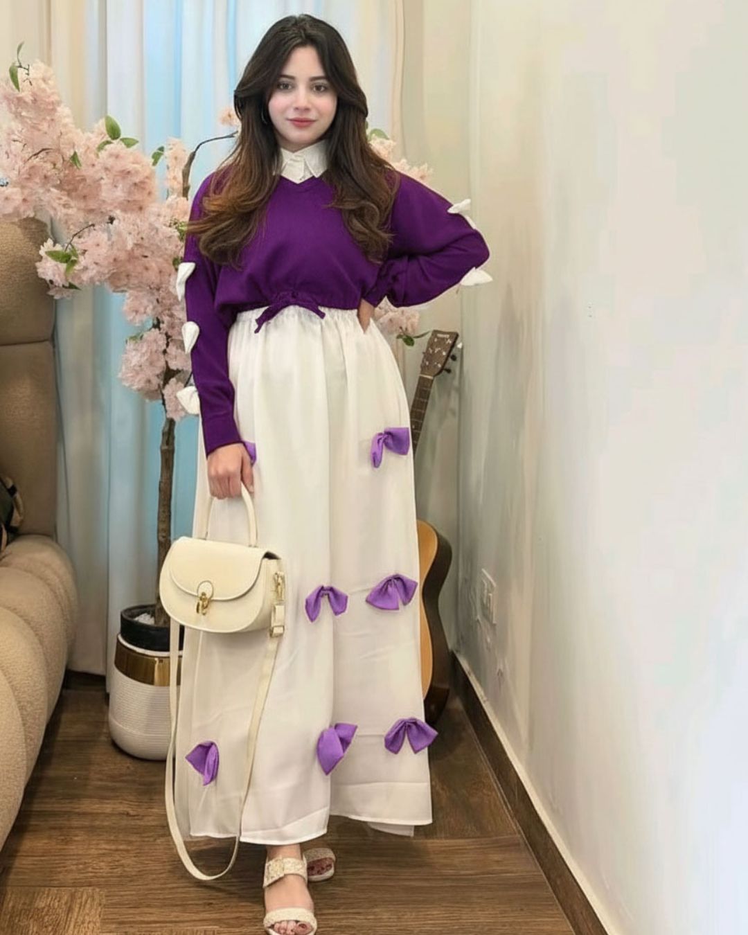 Bow Detail Frock Maxi Set (2PC)