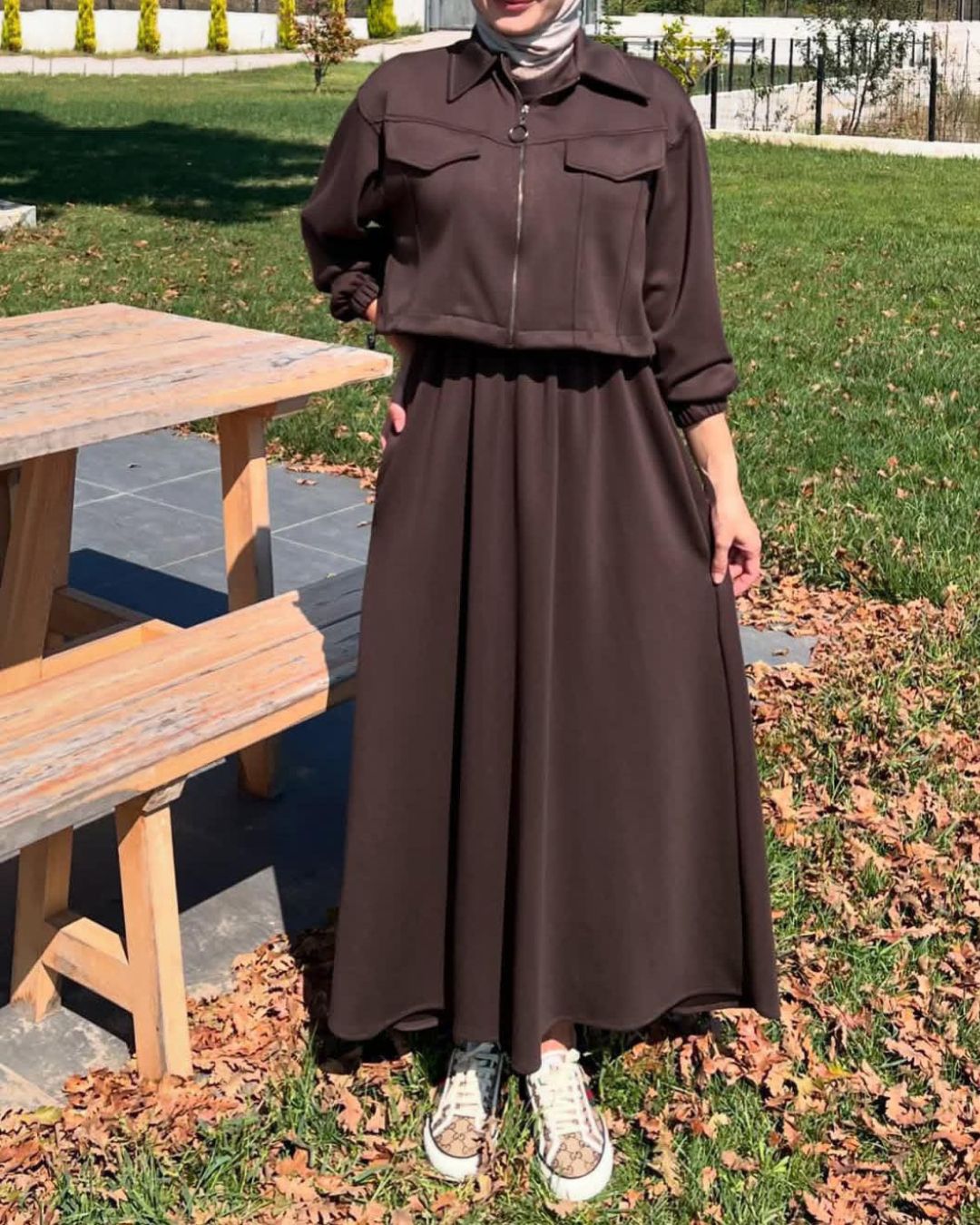 Zipper Jacket & Sleeveless Frock Set (2PC)