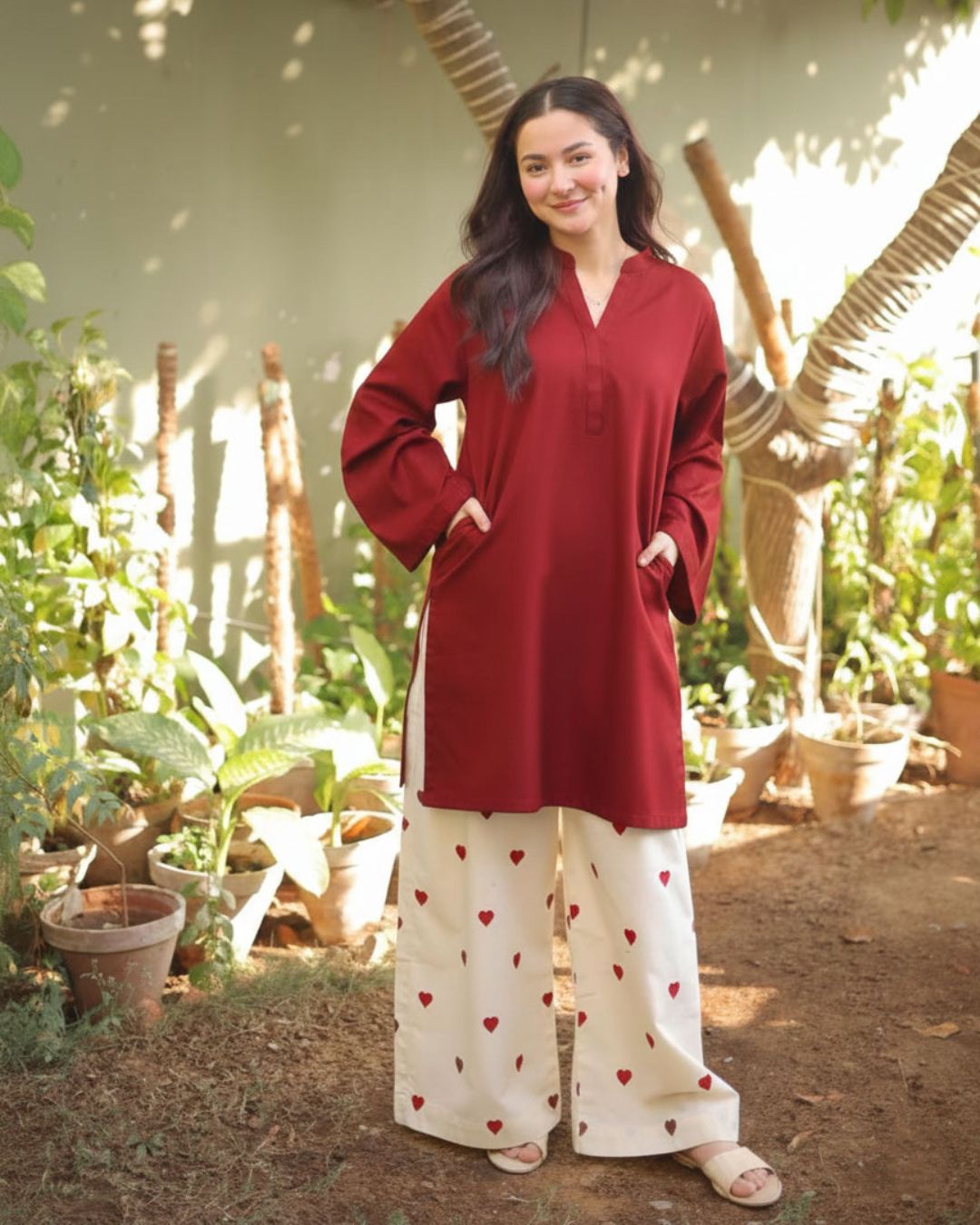 Heart Printed Linen Co-Ord Set (2PC)