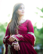 Pearl Embroidered Chiffon Maxi Set (3PC)