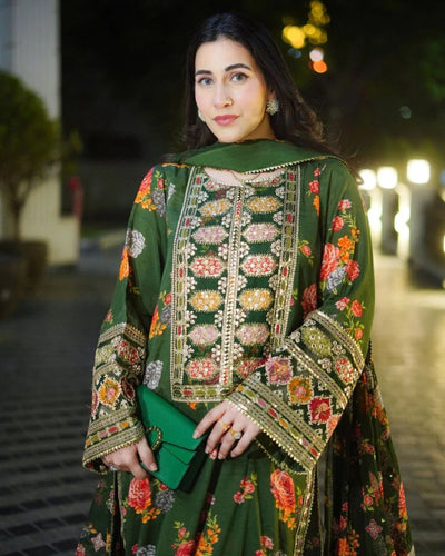 Aneela’s Printed Embroidered Lawn Suit (3PC)