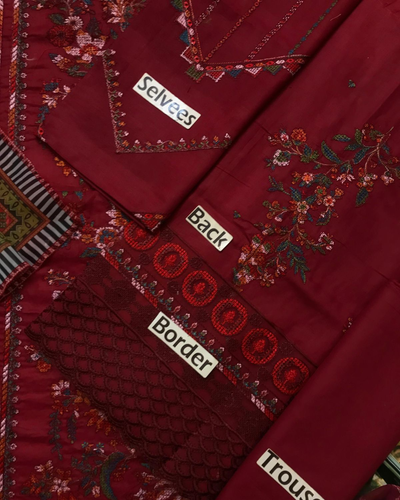 3-Piece Luxury Embroidered Lawn Suit with Silk Dupatta