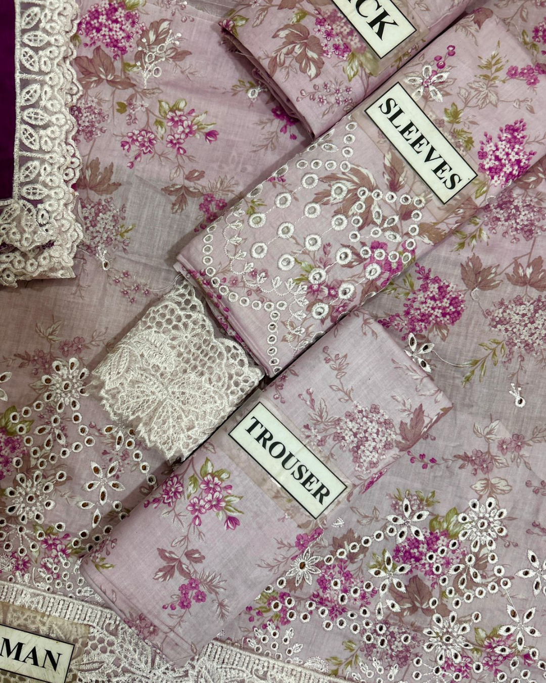 3-Piece Printed Lawn Suit with Heavy Embroidered Chickenkari Details