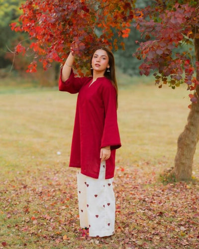 Heart Printed Linen Co-Ord Set (2PC)