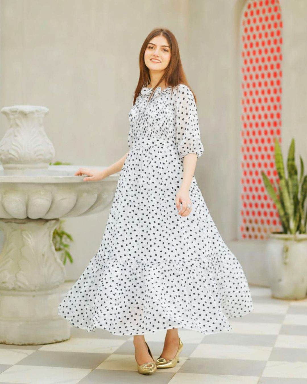 Self Printed Chiffon Maxi