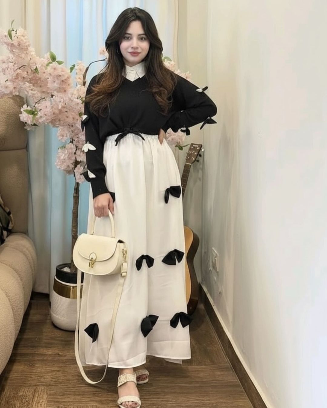 Bow Detail Frock Maxi Set (2PC)