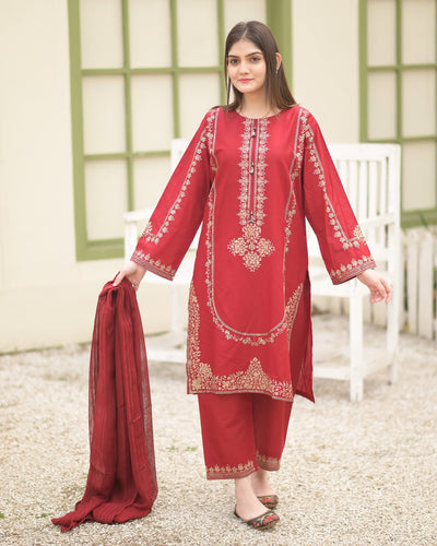 Sequin Embroidered Silk Suit (3PC)