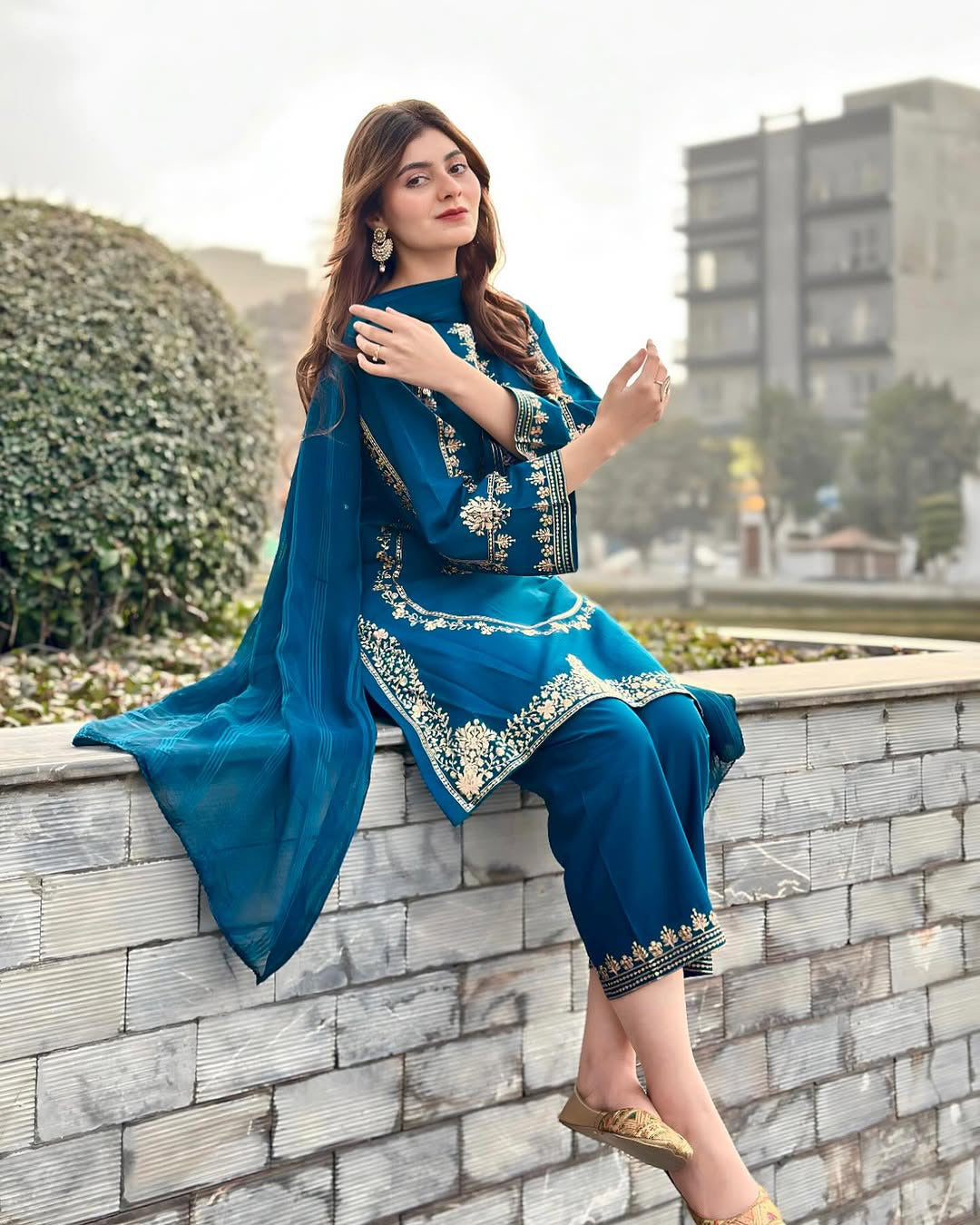 Sequin Embroidered Silk Suit (3PC)