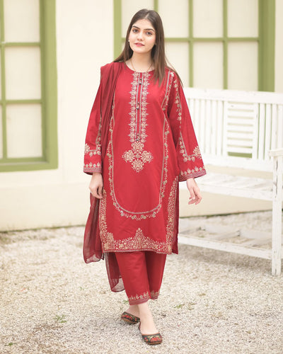 Sequin Embroidered Silk Suit (3PC)