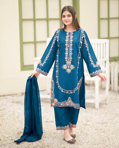 Sequin Embroidered Silk Suit (3PC)
