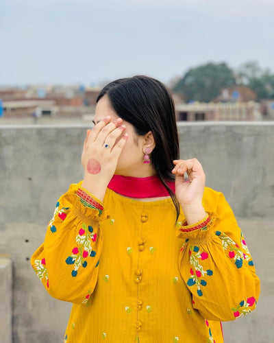 Bouti Embroidered Linen Shirt & Flapper Set (2PC)