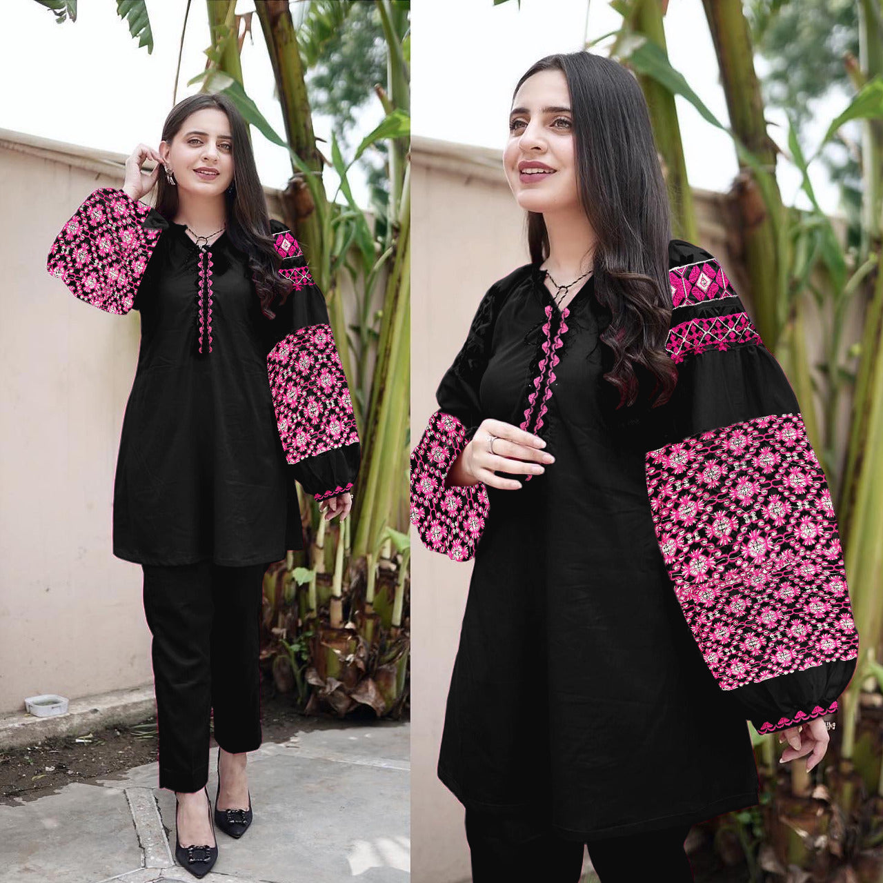 Heavy Embroidered Sleeve Suit (2PC)