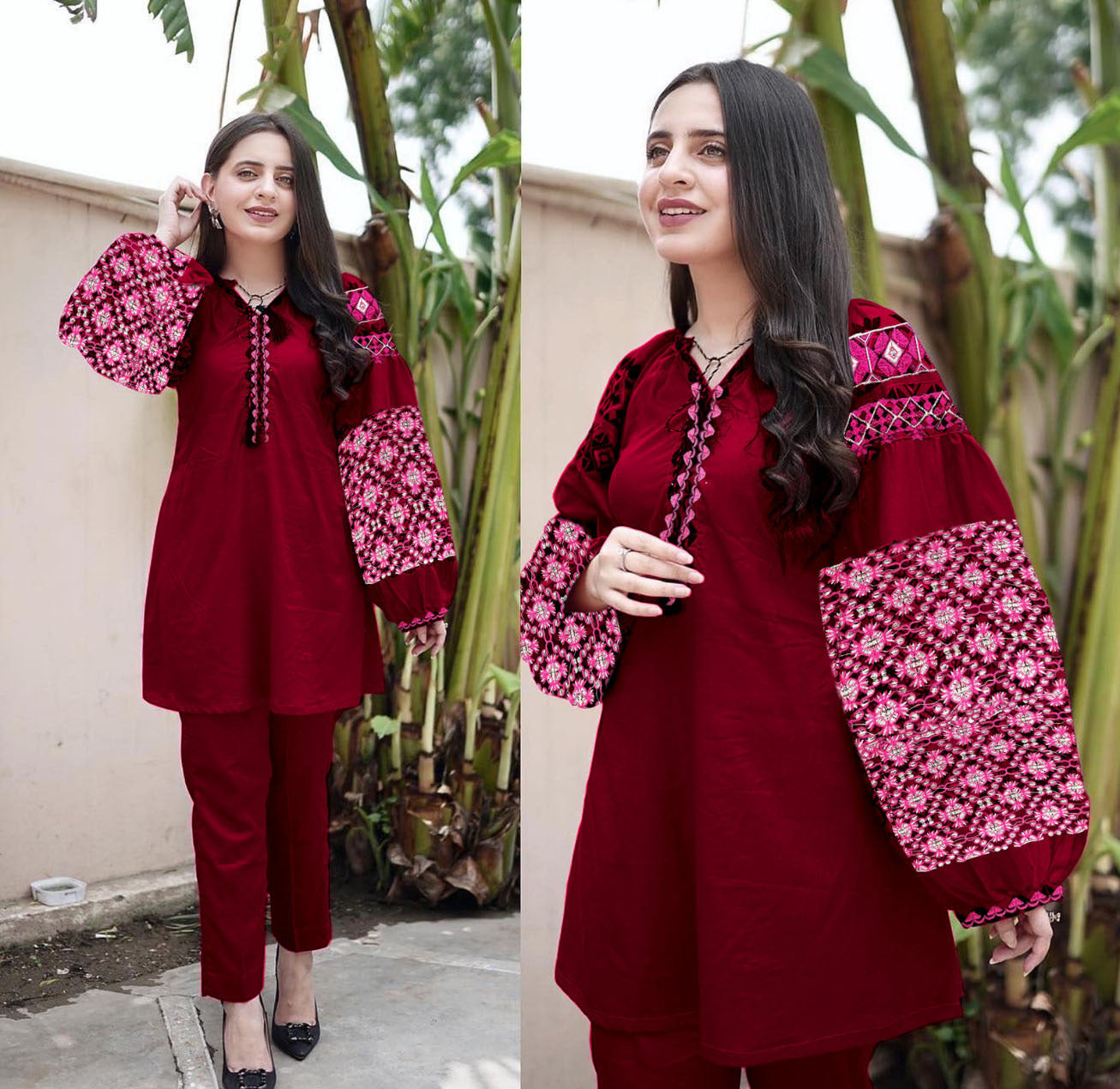 Heavy Embroidered Sleeve Suit (2PC)