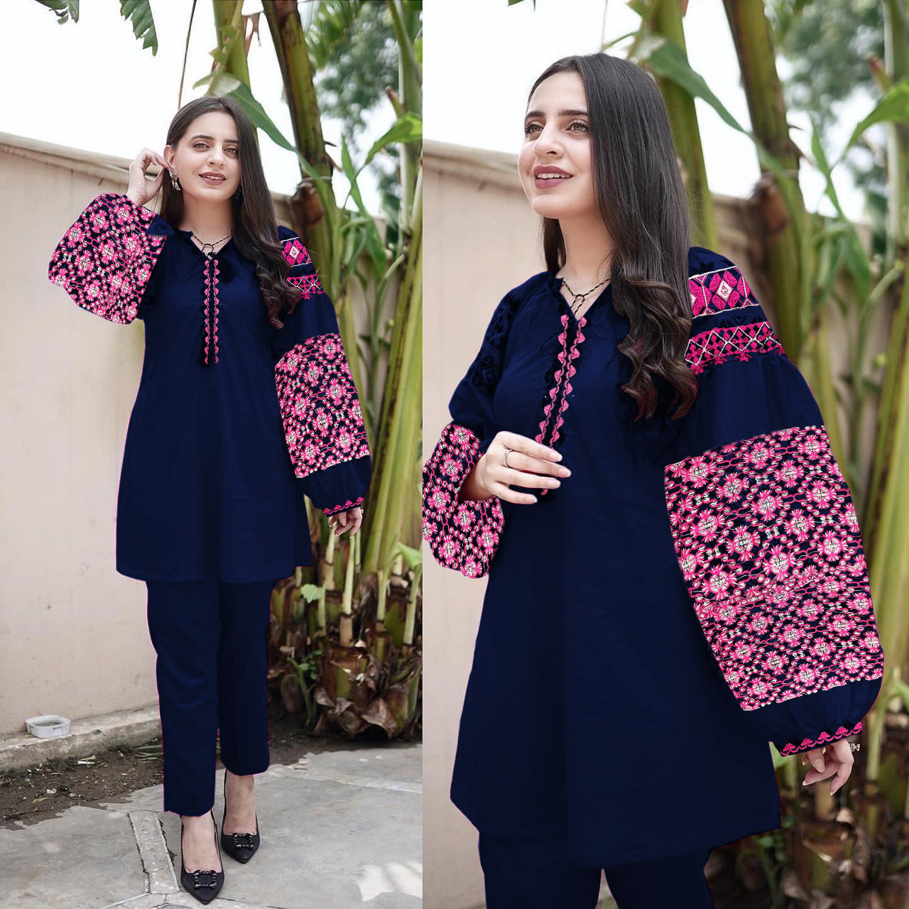 Heavy Embroidered Sleeve Suit (2PC)
