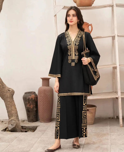 Linen Shirt & Plazo Set with Handbag