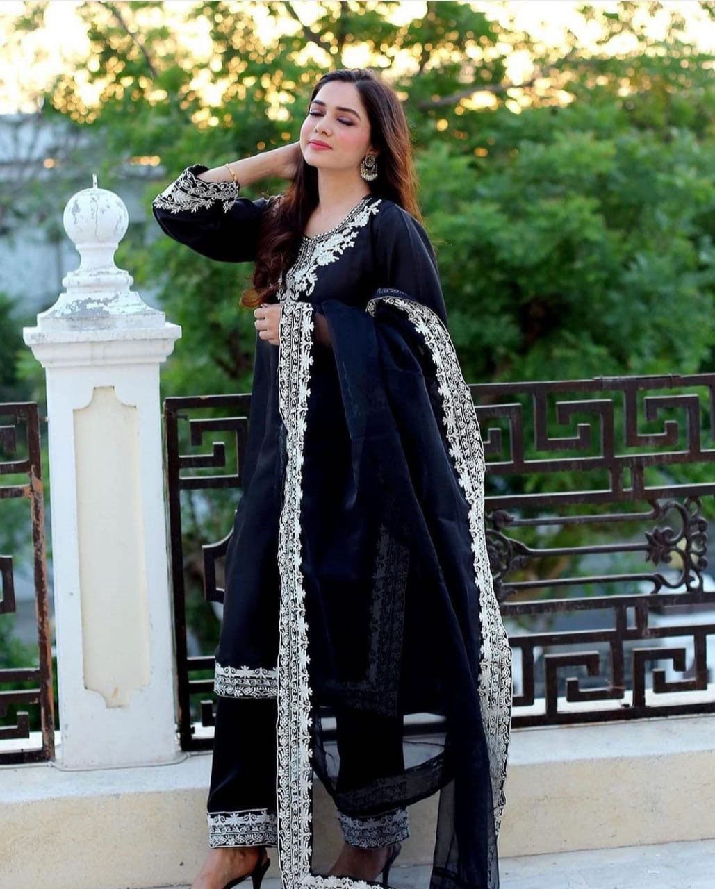 Embroidered Organza Suit (3PC)