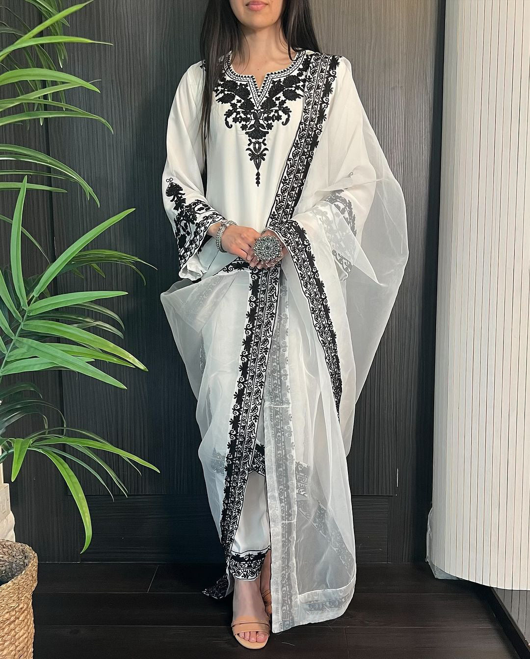 Embroidered Organza Suit (3PC)